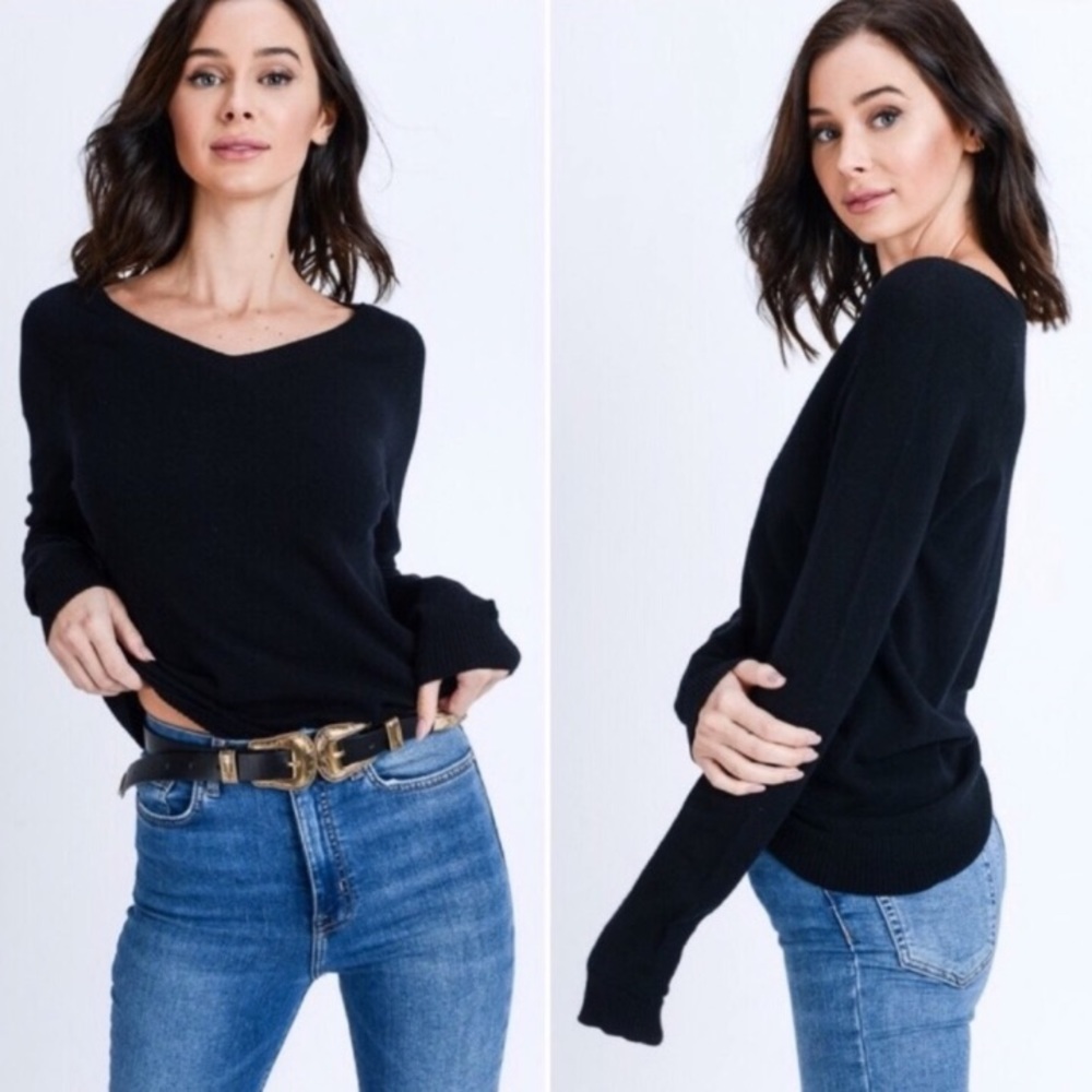 Black V Neck Sweater Top